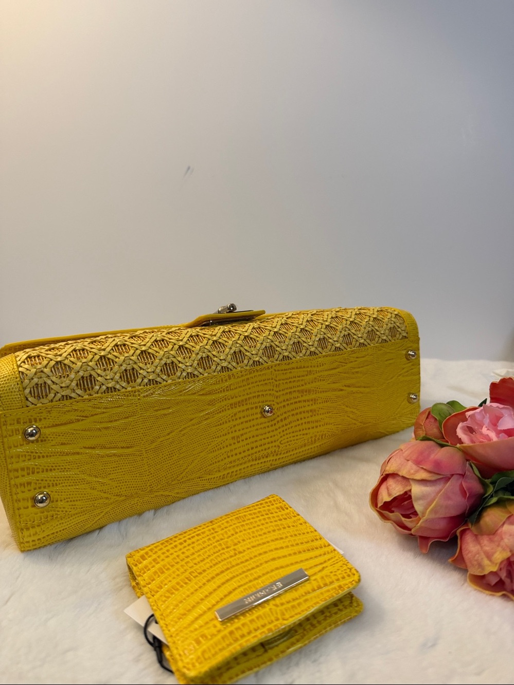 Brahmin Dayan satchel and Jane wallet set in vivid yellow sunshadow - Picture 6 of 10
